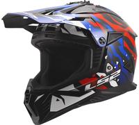 LS2 MX708 FAST II GROTESK MX-Helm weiss-blau-rot L