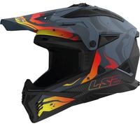 LS2 MX708 Fast II Wash Motocross Helmet, black/grey/orange, size M (57/58)
