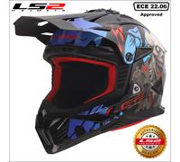 LS2 MX708 Fast II MX Helmet Zombie II Black/Red/Blue GlossXXL Zombie II Black,Red,Blue Gloss