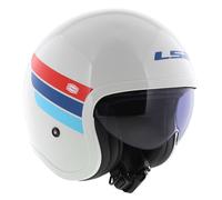LS2 OF599 Spitfire II Retro gloss white red blue - Open Face helmet...