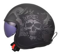 LS2 OF599 Spitfire II Willy Matt Black Grey - Open Face Helmet Motorcycle Sco...