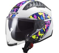 LS2 OF600 Copter Crispy Jet Helmet, white-yellow, size L for Men