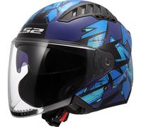 LS2 OF600 Copter II Kanji Jet Helmet, blue, size M for Men