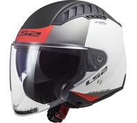 LS2 OF600 Copter II Urbane Jet Helmet, black-white-red, size 2XL for Men