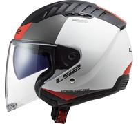 LS2 OF600 Copter II Urbane Jet Helmet, black-white-red, size XL for Men