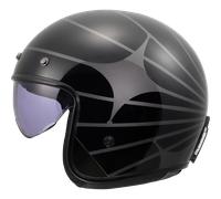LS2 OF601 Bob II Cosmic Open Face Motorcycle Crash Helmet Black Grey