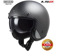 LS2 Bob II Open Face Carbon Fibre Urban Motorcycle Motorbike Helmet - Black