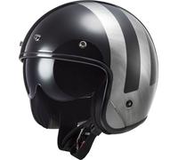 LS2 OF601 Bob II Lines Jet Helmet, black-silver, size S for Men