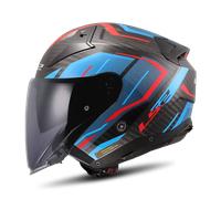 LS2 OF603 Infinity II Carbon Urus Jet Helmet, carbon-red-blue, size 2XL for Men
