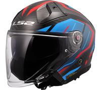 LS2 OF603 Infinity II Carbon Urus Jet Helmet, carbon-red-blue, size 2XL for Men