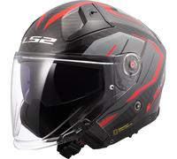 LS2 OF603 Infinity II Carbon Urus Jet Helmet, carbon-red, size M for Men