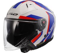 LS2 OF603 Infinity II Focus Jet Helmet, white-red-blue, size M for Men