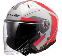 LS2 OF603 Infinity II Focus, open face helmet XXL Matt Light Grey/Grey/Red