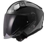 LS2 Open Faced Carbon Motorcycle Helmet. Infinity II Jet Motorbike Lid - Gloss Carbon - XL (61-62cm)