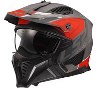 LS2 Motorcycle Helmet OF606 DRIFTER - Devor - Silver Titanium Red - Open Faced With Removable Mask Motorbike Helmet (M) (57-58cm)