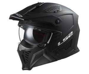 LS2 OF606 DRIFTER OPEN FACE MOTORBIKE SCOOTER URBAN TOURING JET MOTORCYCLE FULL FACE HELMET WITH REMOVABLE MASK, SOLID MATT BLACK