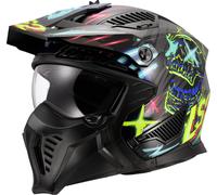 LS2 OF606 Drifter Rayz Trial Helmet, black-blue-yellow, size M for Men
