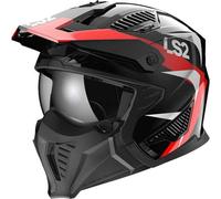 LS2 OF606 Drifter Triality Trial Helmet, black-red-silver, size 2XL for Men