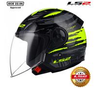 LS2 OF616 AIRFLOW II ECE 22.06 OPEN FACE MOTORCYCLE HELMET BRUSH BLACK YELLOW