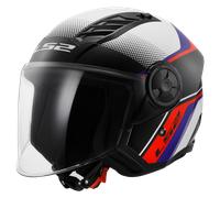 LS2 Helmets Open-Face Motorcycle Helmet Airflow II OF616 ECE 22.06 - Rush Gloss Black/White/Blue/Red