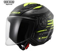 LS2 OF616 Airflow II Brush Jet Helmet, black-yellow, size L