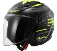 LS2 Helmets Motorcycle Jet Helmet OF616 Airflow II – Brush Black/Hi-Vis Yellow – Size S