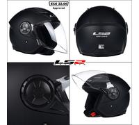 LS2 OF616 AIRFLOW II MATT BLACK OPEN FACE SCOOTER MOTORBIKE HELMET FLIP-UP VISOR