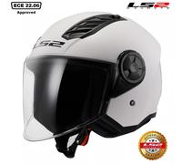 Open Faced Motorcycle Helmet. LS2 Airflow II ECE 22.06 Gloss White