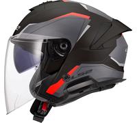 LS2 OF618 Verso II Air Jet Helmet, black-red, size S for Men