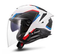 LS2 OF618 Verso II Air Jet Helmet, white-red-blue, size XS for Men