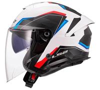 LS2 OF618 Verso II Air Jet Helmet, white-red-blue, size 3XL for Men