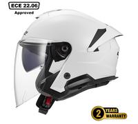LS2 Open Faced Motorcycle Helmet - OF618 VERSO II SOLID WHITE (S) 55-56cm
