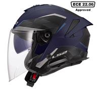 LS2 OF618 VERSO II DUAL VISOR ECE22.06 OPEN FACE MOTORCYCLE HELMET NAVY BLUE
