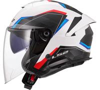 LS2 OF618 Verso II Air Jet Helmet, white-red-blue, size 3XL for Men