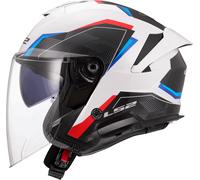 LS2 OF618 VERSO II DUAL VISOR ECE22.06 OPEN FACE MOTORCYCLE HELMET AIR WHITE RED