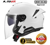 LS2 OF618 VERSO II DUAL VISOR ECE22.06 OPEN FACE MOTORCYCLE HELMET GLOSS WHITE