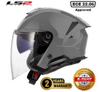 LS2 Open Faced Motorcycle Helmet - OF618 VERSO II SOLID NARDO GREY (L) 59-60cm
