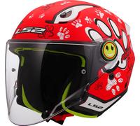 LS2 OF622 Funny II Paws Kids Jet Helmet, red, size M