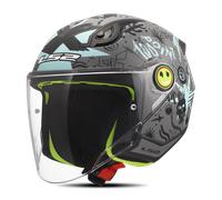 LS2 OF622 Funny II Scribble Youth Open Face Helmet Grey/BlueS Grey,Blue