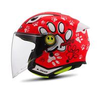 LS2 OF622 Funny II Paws Kids Jet Helmet, red, size S