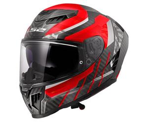LS2 OF807 DRAGON CARBON TRAX Integralhelm schwarz-rot 3XL