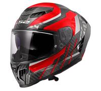 LS2 OF807 DRAGON CARBON TRAX Integralhelm schwarz-rot S