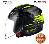LS2 OF616 Airflow II Brush Jet Helmet, black-yellow, size 2XL for Men