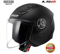 Open Faced Motorcycle Helmet. LS2 Airflow II ECE 22.06 Matt Black