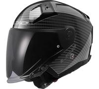 LS2 Open Faced Carbon Motorcycle Helmet. Infinity II Jet Motorbike Lid - Gloss Carbon - M (57-58cm)