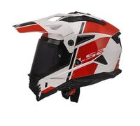 LS2 MX702 Pioneer II Hill Motocross Helmet, white-red, size M for Men