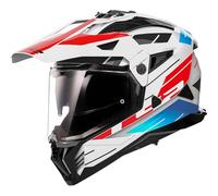 LS2 MX702 Pioneer II Namib Motocross Helmet, white-red-blue, size L for Men