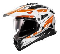 LS2 Pioneer II Adventure Motorcycle Motocross Helmet - Namib - WHITE ORANGE - M
