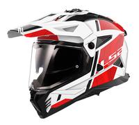 LS2 MX702 Pioneer II Hill Motocross Helmet, white-red, size L for Men