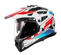 LS2 Pioneer II Motorcycle Motorcycle Helmet - Namib Gloss White / Blue / Red